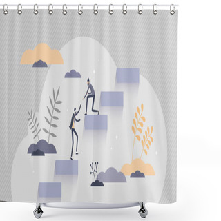 Personality  Cooperation With Partnership And Teamwork Unity Support Tiny Person Concept Shower Curtains