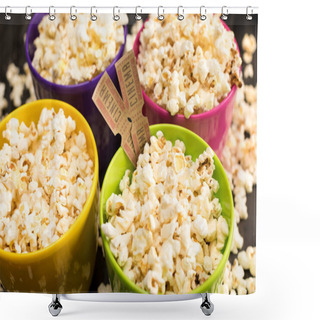 Personality  Popcorn And Movie Tickets Shower Curtains