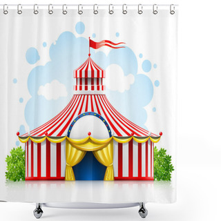 Personality  Striped Strolling Circus Marquee Tent With Flag Shower Curtains