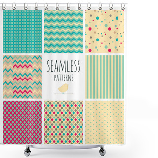 Personality  Seamless Colorful Geometric Background Set. Shower Curtains