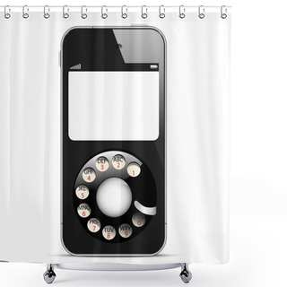 Personality  Creative Mobile Phone With Retro Disc Dials Shower Curtains