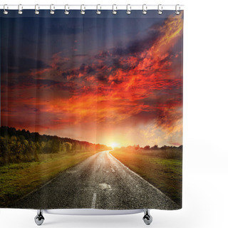 Personality  Paved Country Road Shower Curtains