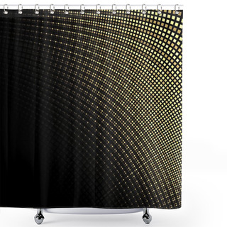 Personality  Abstract Fractal Gold Square Pixel Mosaic Illustration Shower Curtains
