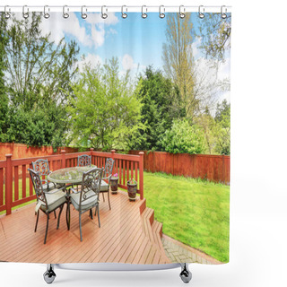 Personality  Large Deck With Dining Space Overlooking Spacious Back Yard.  Shower Curtains