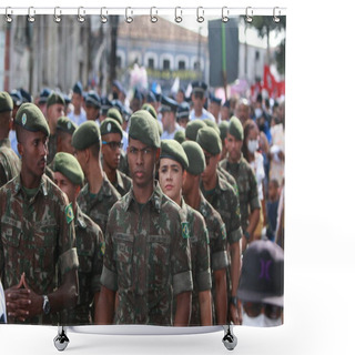 Personality  Salvador, Bahia, Brazil - July 2, 2022: Brazilian Army Soldiers Participate In The Civic Parade On Dois De Julho In Honor Of The Independence Of Bahia In The City Of Salvador. Shower Curtains