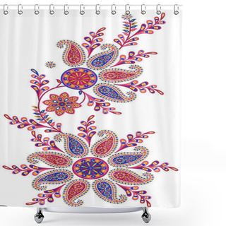 Personality  Paisley Motif On White Background Shower Curtains