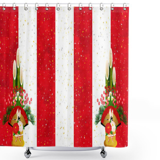 Personality  First Selling Red And White Curtain Background Shower Curtains