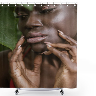 Personality  Close Up Of Attractive African American Girl With Glitter Eyeshadow   Shower Curtains