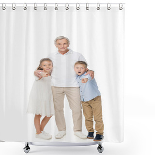 Personality  Grandfather And Grandchildren   Shower Curtains