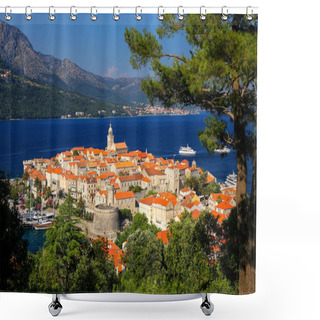 Personality  View Of Korcula Old Town, Croatia Shower Curtains