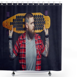 Personality  Bearded Man With Tattoos Shower Curtains