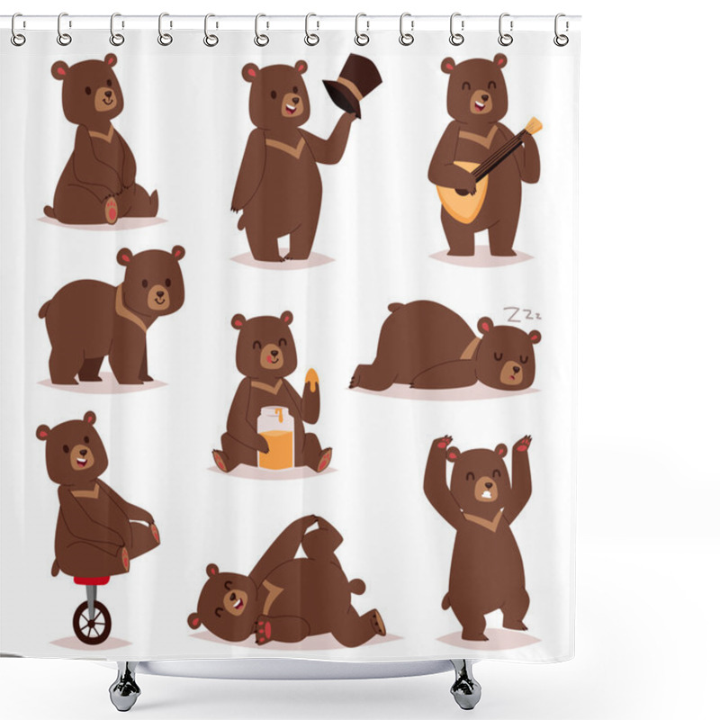 Personality  Cartoon Bear Vector Set. Shower Curtains