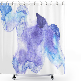 Personality  Abstract Painting With Blue Paint Blots On White  Shower Curtains