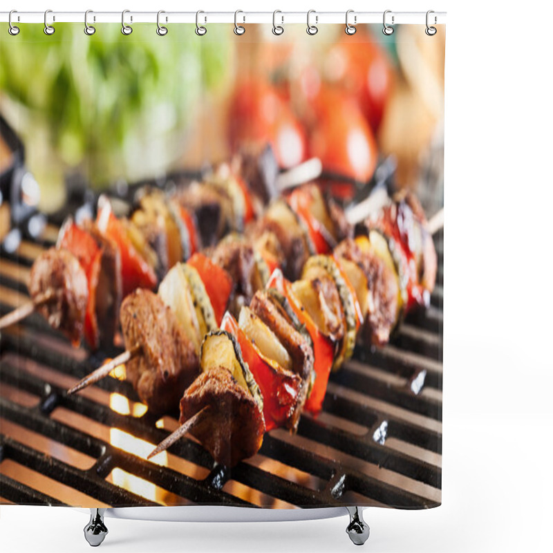 Personality  Grilling Shashlik On Barbecue Grill Shower Curtains