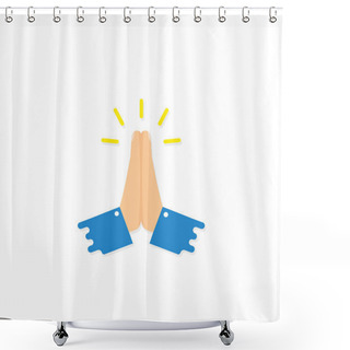 Personality  Vector Folded Hands Icon Vector Illustration Shower Curtains