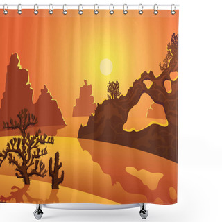 Personality  Desert Landscape. Cactuses And Mountains.  Shower Curtains