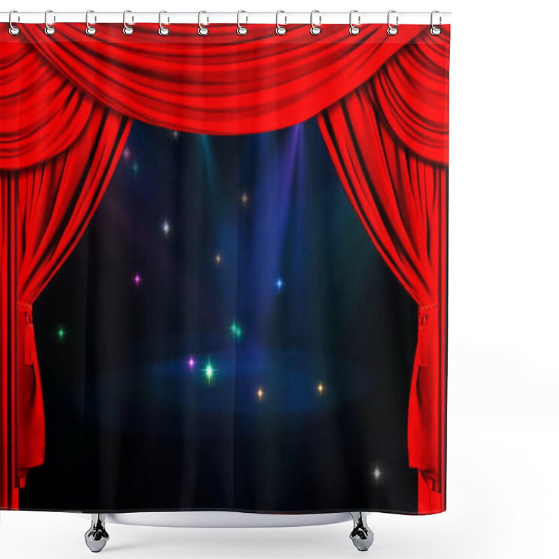 Personality  Theatre Curtain And Lighting On Stage. Illustration Of The Curtain Of Theater. Shower Curtains
