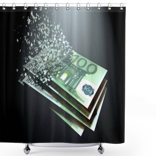 Personality  The Dematerialization Of Money, Euros Are Dematerialized On A Black Background. Shower Curtains