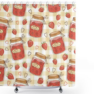 Personality  Cute Jars Of Strawberries Shower Curtains