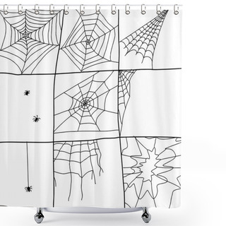 Personality  Hand Drawn Spider Webs Shower Curtains