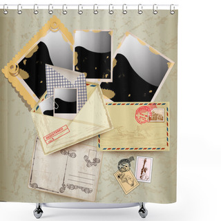 Personality  Set Of Envelope, Stamp And Instant Photo Frame. Shower Curtains