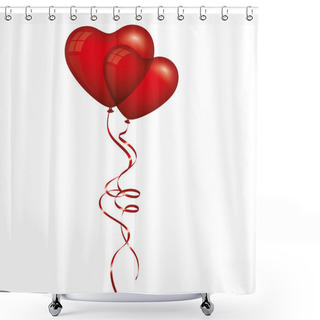 Personality  Red Heart Balloon Shower Curtains
