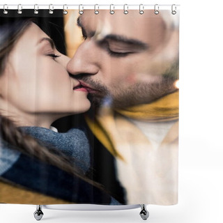 Personality  Young Tender Kissing Couple, Closeup Shower Curtains
