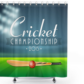 Personality  Shiny Bat With Ball For Cricket Championship. Shower Curtains