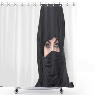 Personality  Beautiful Girl Wearing Burqa Letterbox Shower Curtains