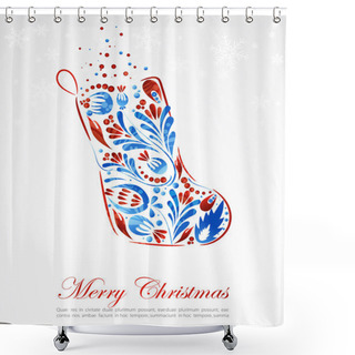 Personality  Floral Vector Christmas Sock Shower Curtains