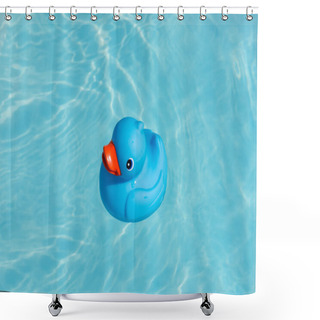 Personality  A Single Blue Rubber Duck Floats In A Paddling Pool Shower Curtains