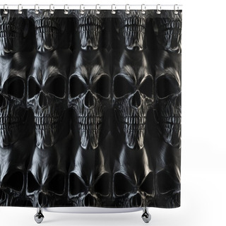 Personality  Wall Of Black Metal Skulls Shower Curtains
