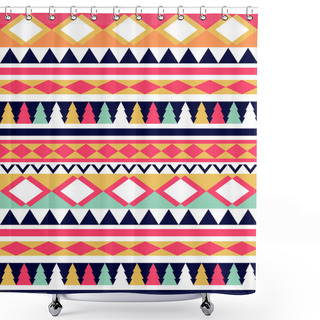 Personality  Seamless Vector Tribal Texture. Tribal Vector Pattern. Colorful Shower Curtains