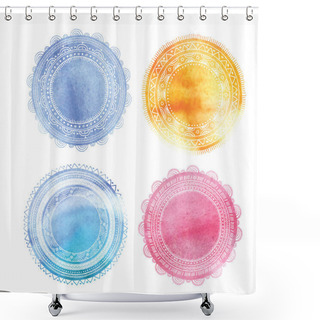 Personality  Bohemian Mandala And Yoga Background With Round Ornament Pattern Shower Curtains