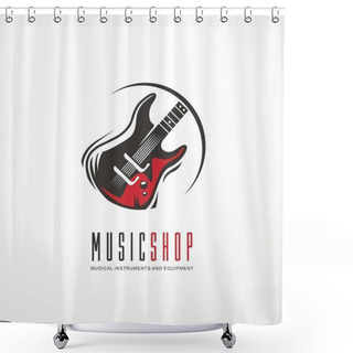 Personality  Music Shop Logo Design Concept Shower Curtains