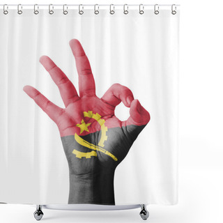 Personality  Hand Making Ok Sign, Angola Flag Painted As Symbol Of Best Quali Shower Curtains