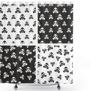 Personality  Gas Mask Big & Small Aligned & Random Seamless Pattern Set Shower Curtains
