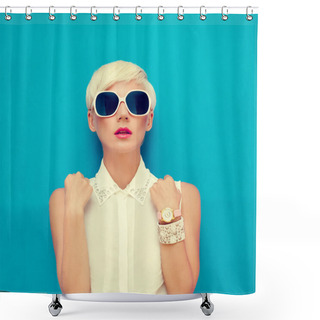 Personality  Fashion Portrait Of Sensual Stylish Girl Shower Curtains
