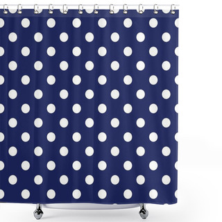 Personality  Vector Seamless Pattern With Polka Dots On Retro Navy Blue Background Shower Curtains