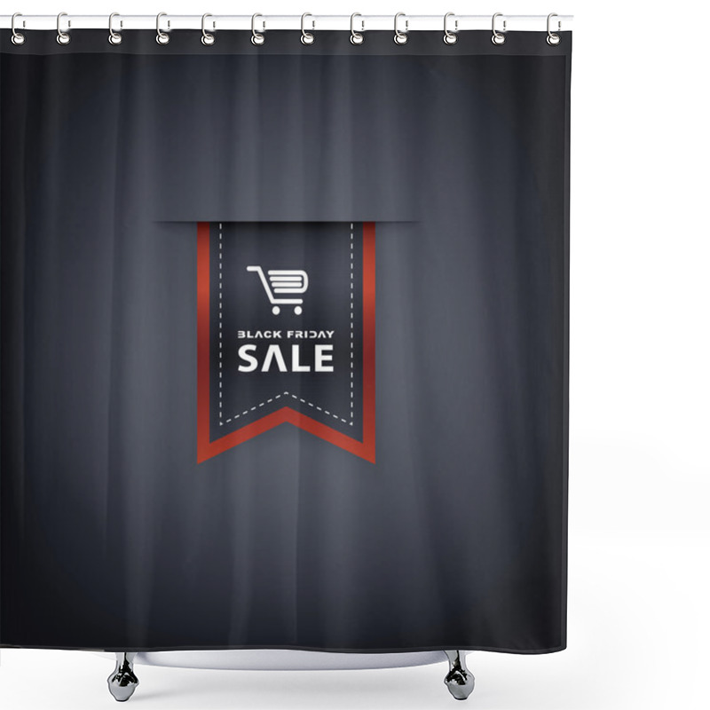 Personality  Vertical Black Friday Sales Ribbons. Eps10 Vector Illustration. Shower Curtains