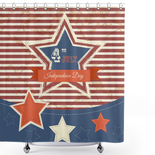 Personality  Vector Independence Day Poster. Retro Vintage Version Shower Curtains