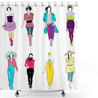 Personality  Stylized Fashion Models Shower Curtains
