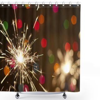 Personality  Sparkler And Colorful Bokeh Christmas New Year Background Shower Curtains