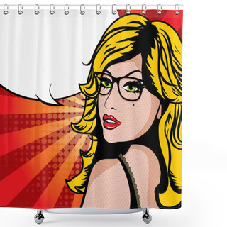 Personality  Woman With Speech Bubble Shower Curtains