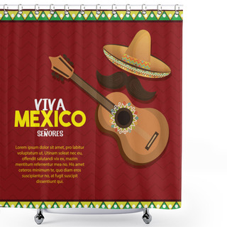 Personality  Viva Mexico Poster Celebration Shower Curtains