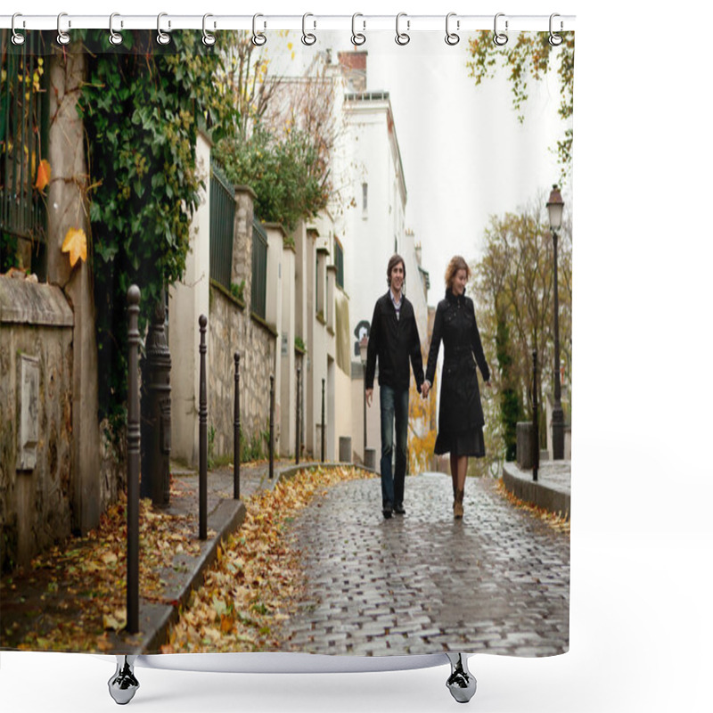 Personality  Couple in Paris at Montmartre shower curtains