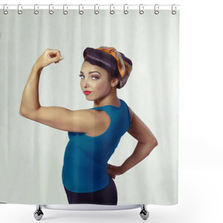Personality  Woman Biceps Show-off Shower Curtains