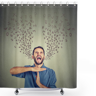 Personality  Young Man Showing Time Out Hand Gesture, Frustrated Screaming To Stop Shower Curtains
