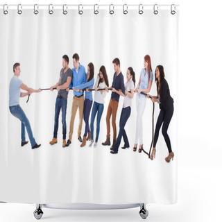 Personality  Group Of People Having A Tug Of War Shower Curtains