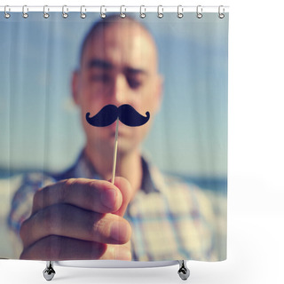 Personality  Young Man With A Fake Moustache Shower Curtains